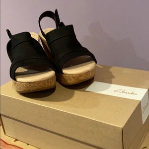 Black cork sole sandals